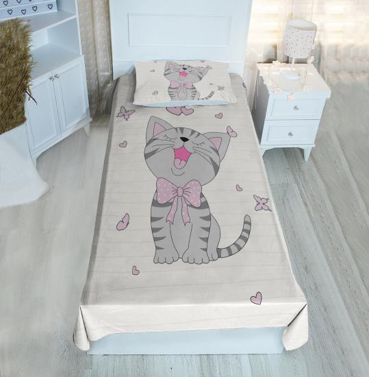 Bebişim Sevimli Kediler Çocuk Odası Yatak Örtüsü