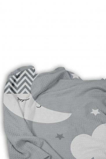 Sevimli Ay Tek Kişilik Pike (Yastık Kılıflı)