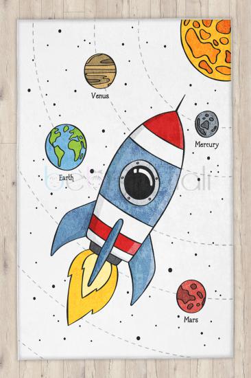 Gezegenli Eğitici Çocuk Halısı