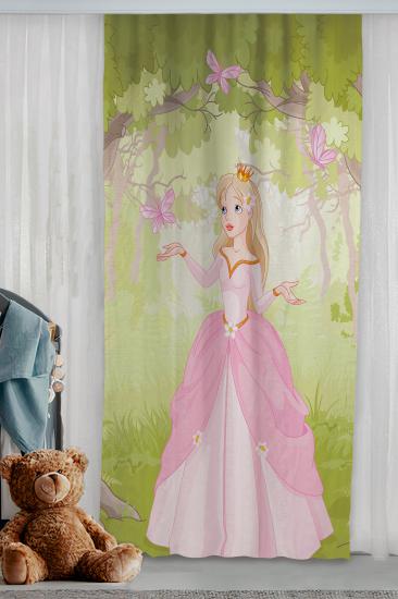Sevimli Prenses Peri Kız Ve Kelebekler Çift Kanatlı Çocuk Odası Fon Perde