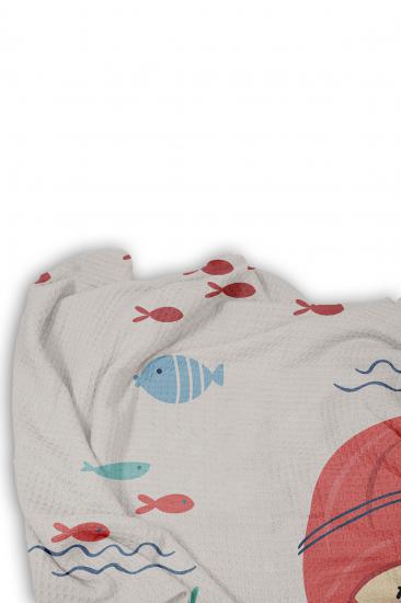 Deniz Kızı Tek Kişilik Pike (Yastık Kılıflı)