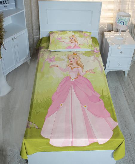 Sevimli Prenses Peri Kız Ve Kelebekler Desenli Yatak Örtüsü & Pike