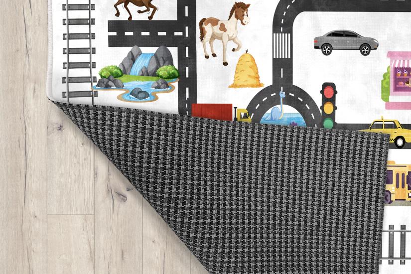 Eğitici Yollu Bambu Çocuk Odası Halısı