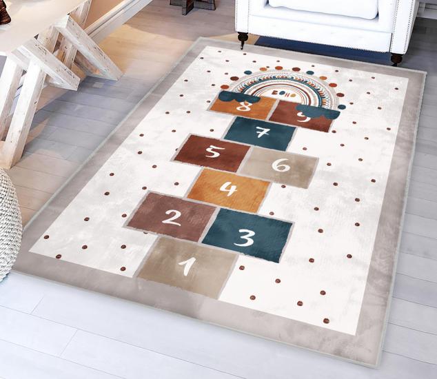 Gökkuşağı Seksekli Bambu Çocuk Odası Halısı