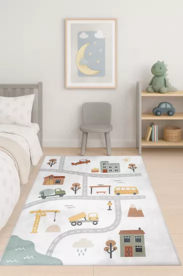 Eğitici Yol Bambu Çocuk Odası Halısı