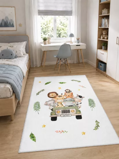 Safari Sevimli Hayvanlar Bambu Çocuk Odası Halısı