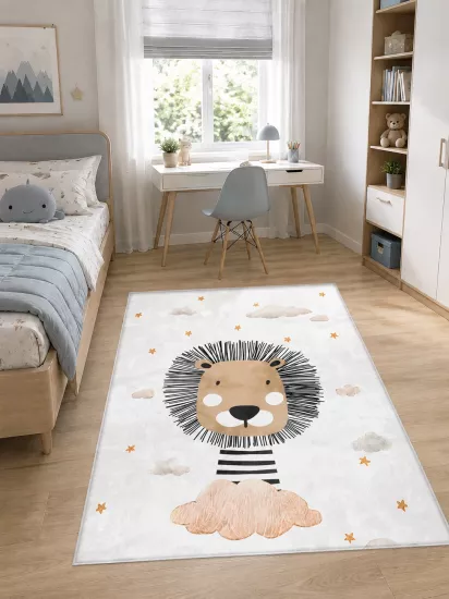 Sevimli Aslan Bambu Çocuk Odası Halısı