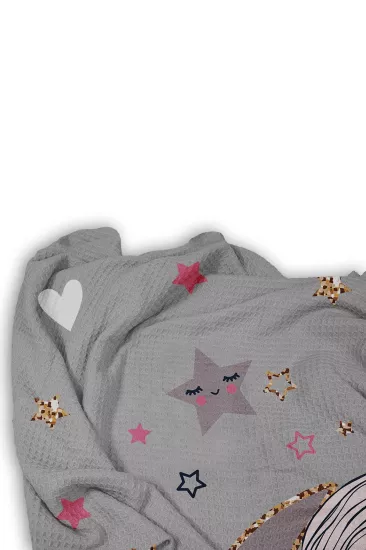 Prensesli Tek Kişilik Çocuk Pike Yastık Kılıflı