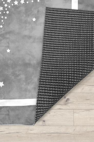Yıldızlı Gri Bambu Çocuk Halısı