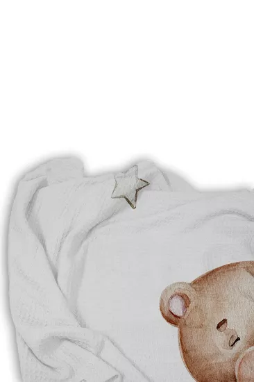 Sevimli Ayıcıklı Tek Kişilik Çocuk Pike Yastık Kılıflı