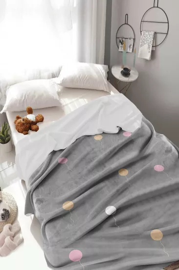 Balonlu Kapli Welsoft Çocuk Battaniyesi