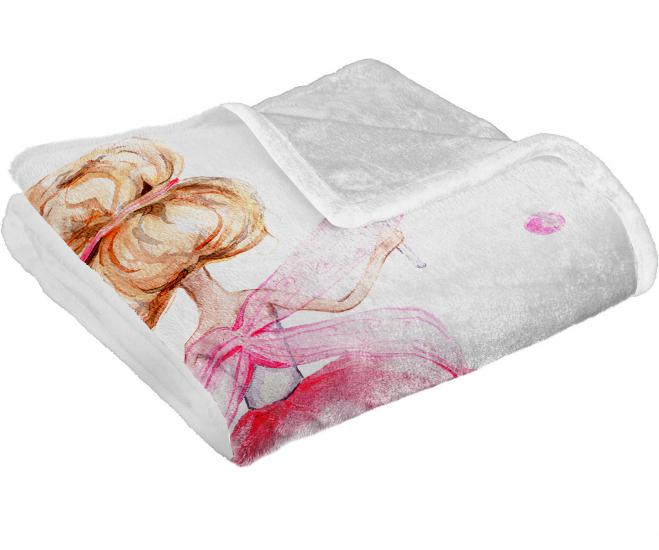 Pembe Fiyonklu Baskılı Welsoft Çocuk Battaniyesi