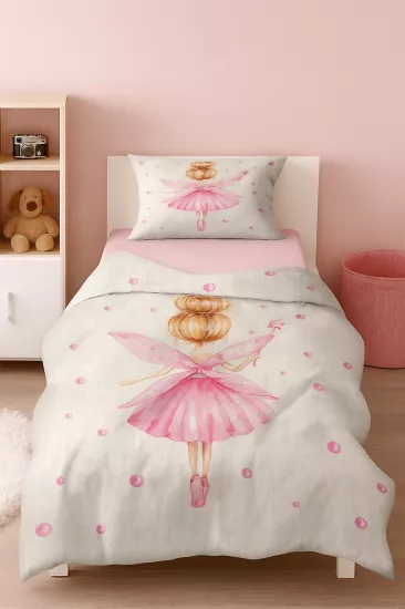 Balerin Prenses Peri Kız Desenli Tek Kişilik Bebek Çocuk Nevresim Takımı