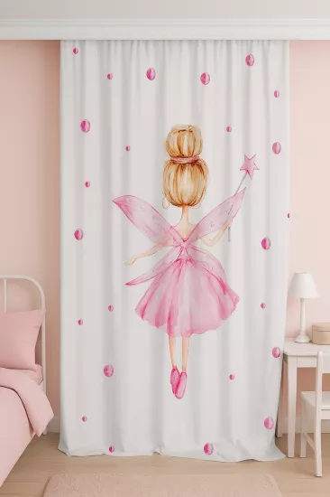 Balerin Çift Kanat Çocuk Odası Fon Perde