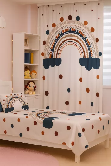 Seksekli Çift Kanat Çocuk Odası Fon Perde
