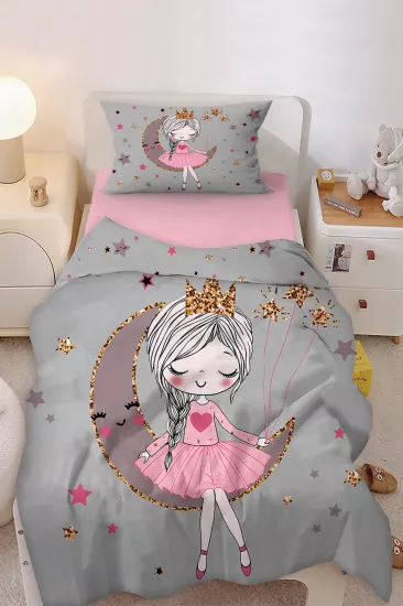 Sevimli Prensesli Tek Kişilik Bebek Çocuk Nevresim Takımı