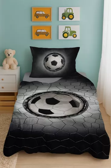 Siyah Beyaz Taraftar Tek Kişilik Pike (Yastık Kılıflı)