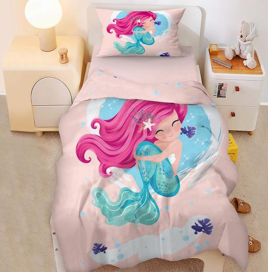 Sevimli Deniz Kızı Desenli Tek Kişilik Bebek Çocuk Nevresim Takımı