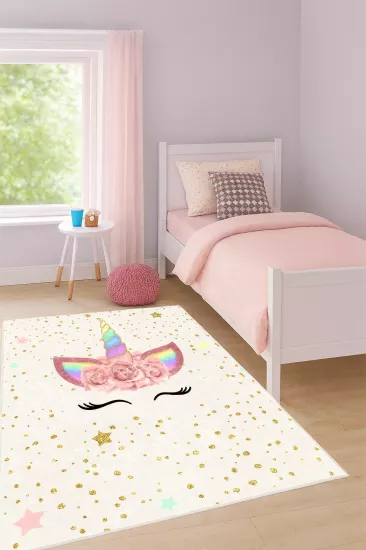Sevimli Unicorn Kız Çocuk Odası Halısı