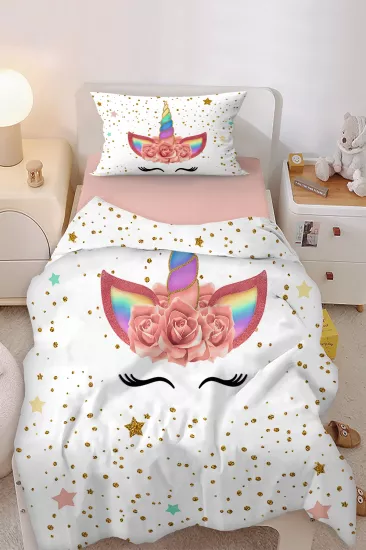 Sevimli Unicorn Tek Kişilik Bebek Çocuk Nevresim Takımı