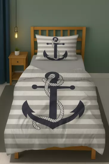 Denizci Çapalı Tek Kişilik Bebek Çocuk Nevresim Takımı