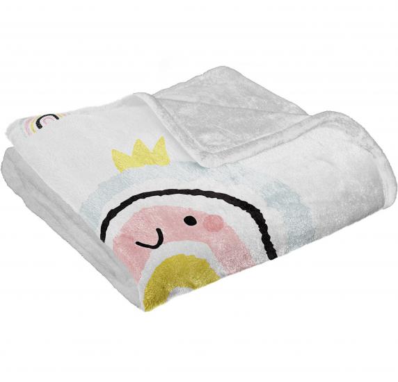 Pembe Fiyonklu Baskılı Welsoft Çocuk Battaniyesi