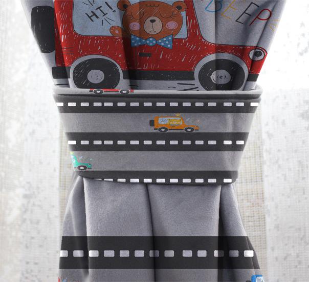 Bebişim Arabalı Bİ118 Çift Kanat Çocuk Odası Fon Perde