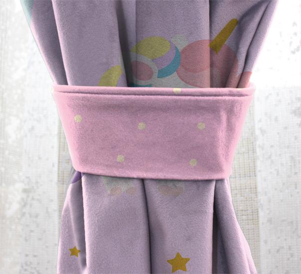 Çiçekli Prenses Kız Çift Kanat Çocuk Odası Fon Perde