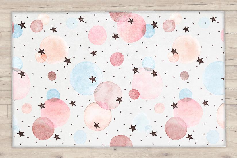 Bebişim Puantiyeli Yıldızlı Bİ124 Çocuk Odası Halısı