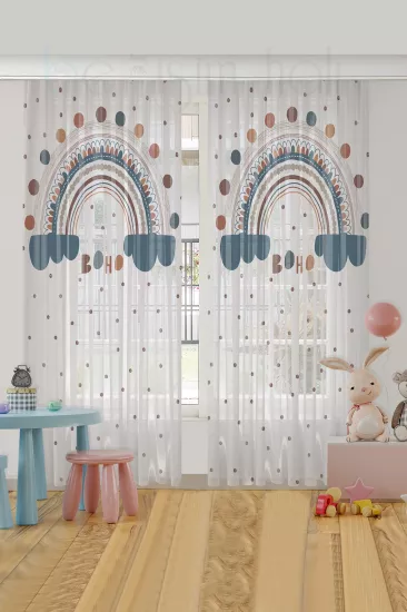Seksekli Çift Kanatlı Çocuk Odası Tül Perde