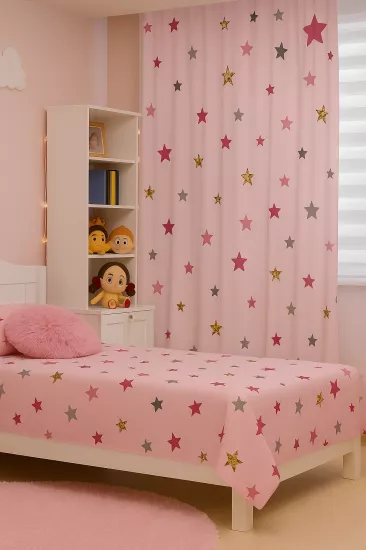 Balerin Prenses Seksekli Çift Kanat Çocuk Odası Fon Perde