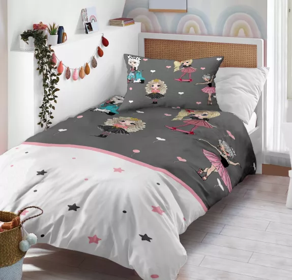 Balerin Prenses Kızlar Tek Kişilik Bebek Çocuk Nevresim Takımı