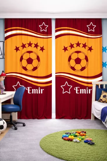 Sarı Kırmızı Taraftar İsimli Fon Perde