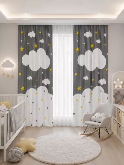 Bulutlu BİP189 Çift Kanat Çocuk Odası Fon Perde