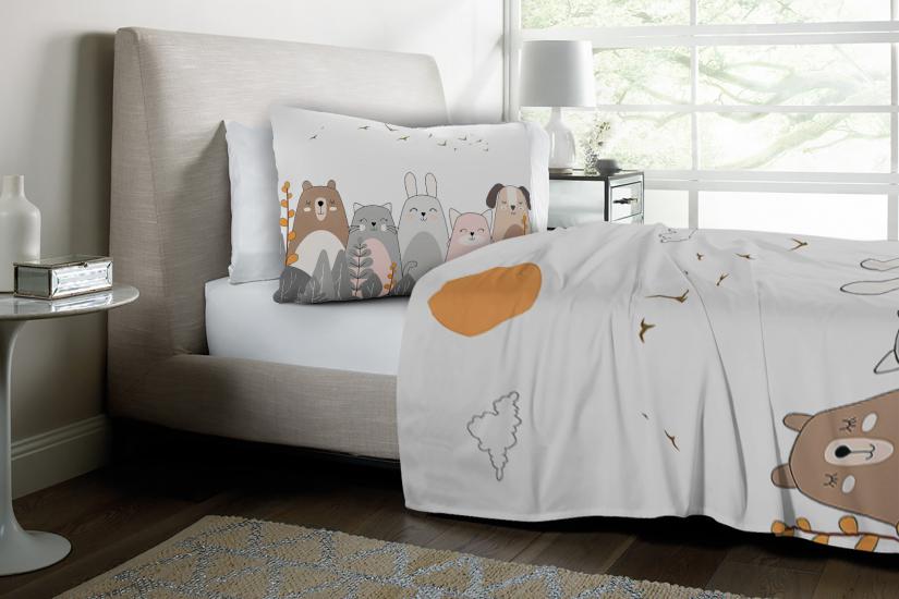 İskandinav Sevimli Hayvanlar Tek Kişilik Nevresim Takımı