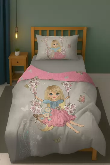 Sevimli Prenses Peri Kız Tek Kişilik Nevresim Takımı