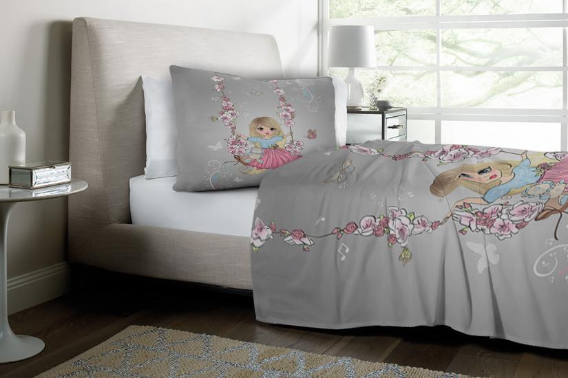 Sevimli Prenses Peri Kız Tek Kişilik Nevresim Takımı