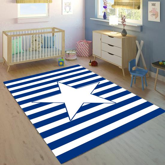 Çizgili Yıldızlı Çocuk Halısı