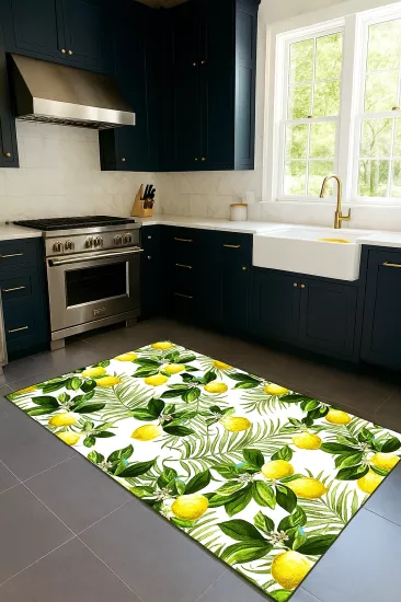 Limonlu Dekoratif Mutfak Halısı 