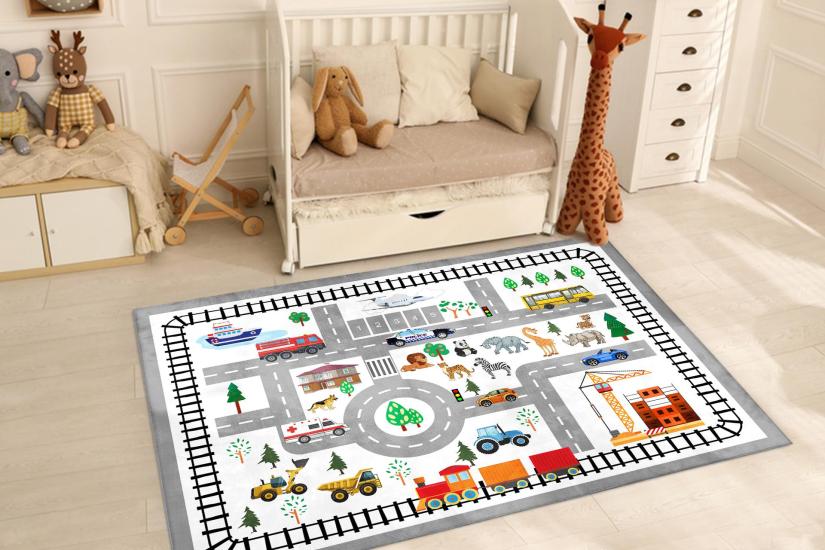 Eğitici Yollu Bambu Çocuk Odası Halısı