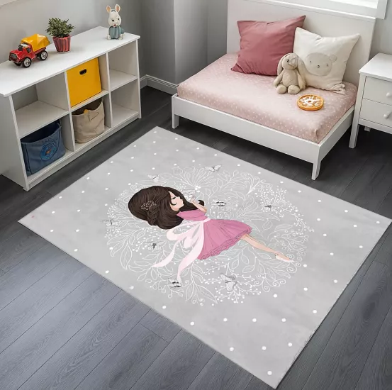 Prenses Peri Kız Bambu Çocuk Odası Halısı