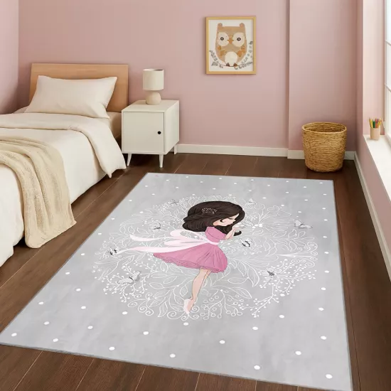 Prenses Peri Kız Bambu Çocuk Odası Halısı