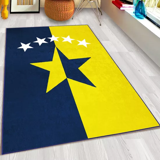 Sarı Lacivert Yıldızlı Çocuk Odası Halısı