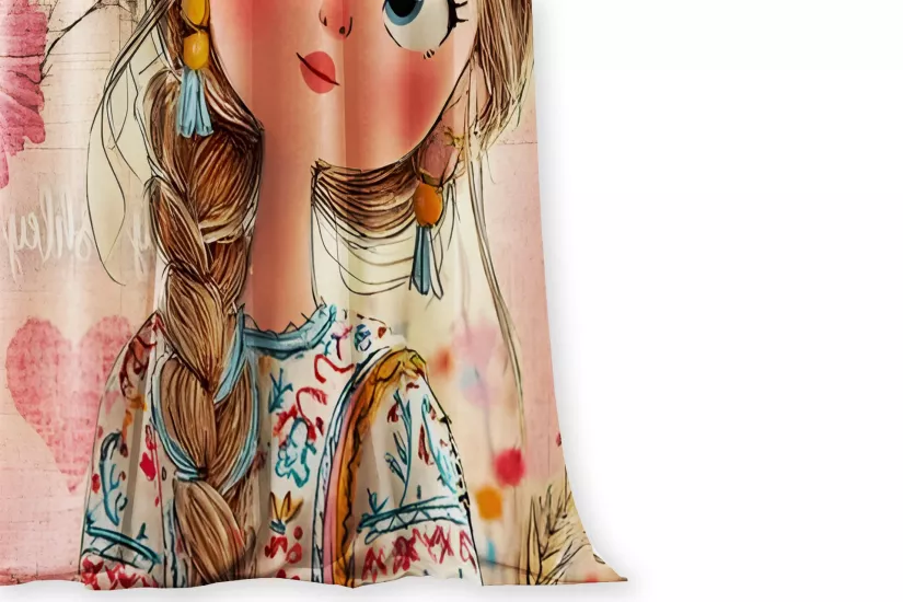 Kız Çocuk Odası Çift Kanatlı Fon Perde 