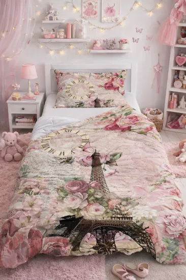 Paris Çiçek Tek Kişilik Pike Takımı 