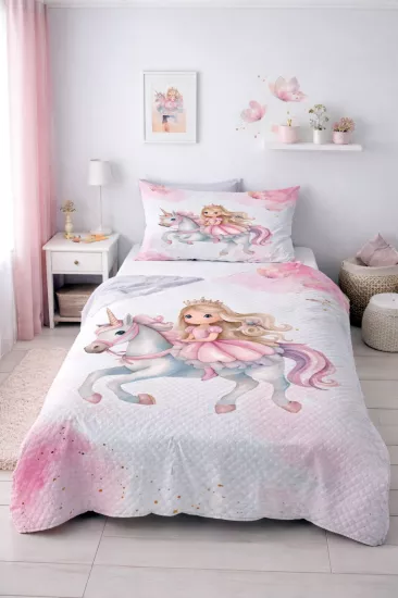 Prenses Unicorn Tek Kişilik Pike Takımı 