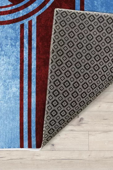 Bordo Mavi Futbol Topu Çocuk Odası Halısı