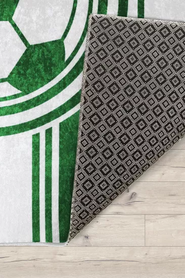 Yeşil Beyaz Taraftar Futbol Topu Çocuk Odası Halısı