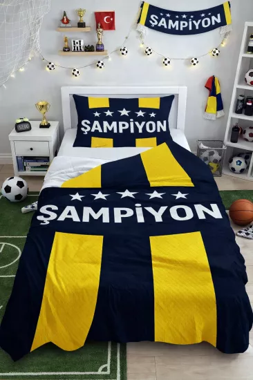 Şampiyon Sarı Lacivert Tek Kişilik Pike Takımı