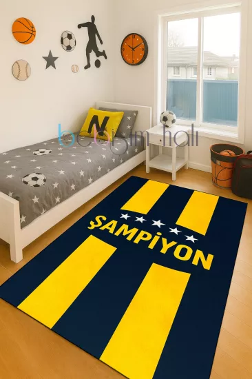 Taraftar Sarı Lacivert Çocuk Halısı